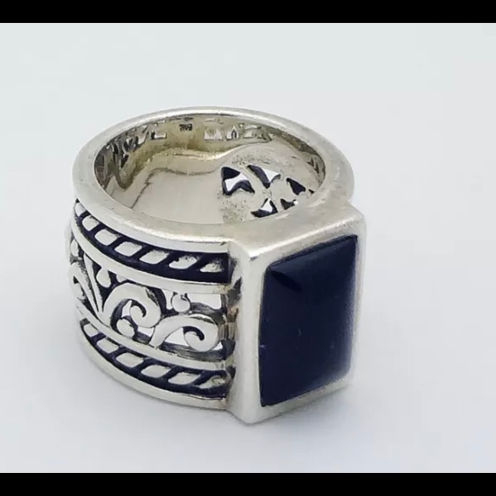 VGUC SILPADA 925 STERLING SILVER BLACK ETCHED ONYX RING R0945 Size 8 Gorgeous - Picture 1 of 1